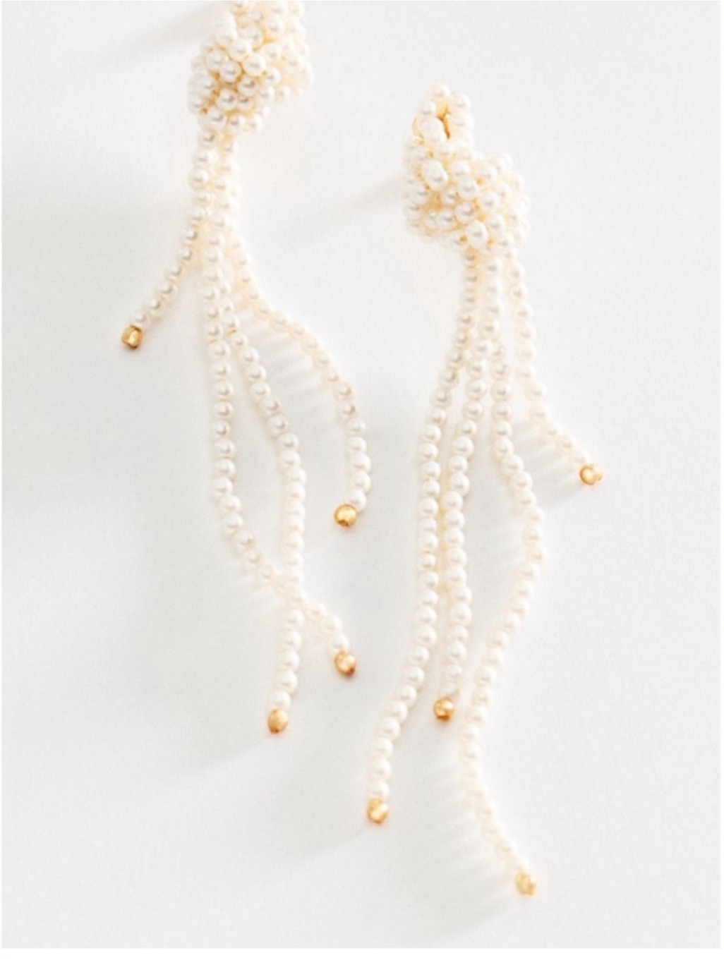 New! Anthropologie Glass Pearl Knot Drop Earrings Bridal Nwt